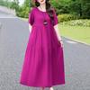 Elegantes Sommerkleid für Damen, Vintage-Kleidung, Übergröße, lässig, kurzärmelig, lange Kleider
