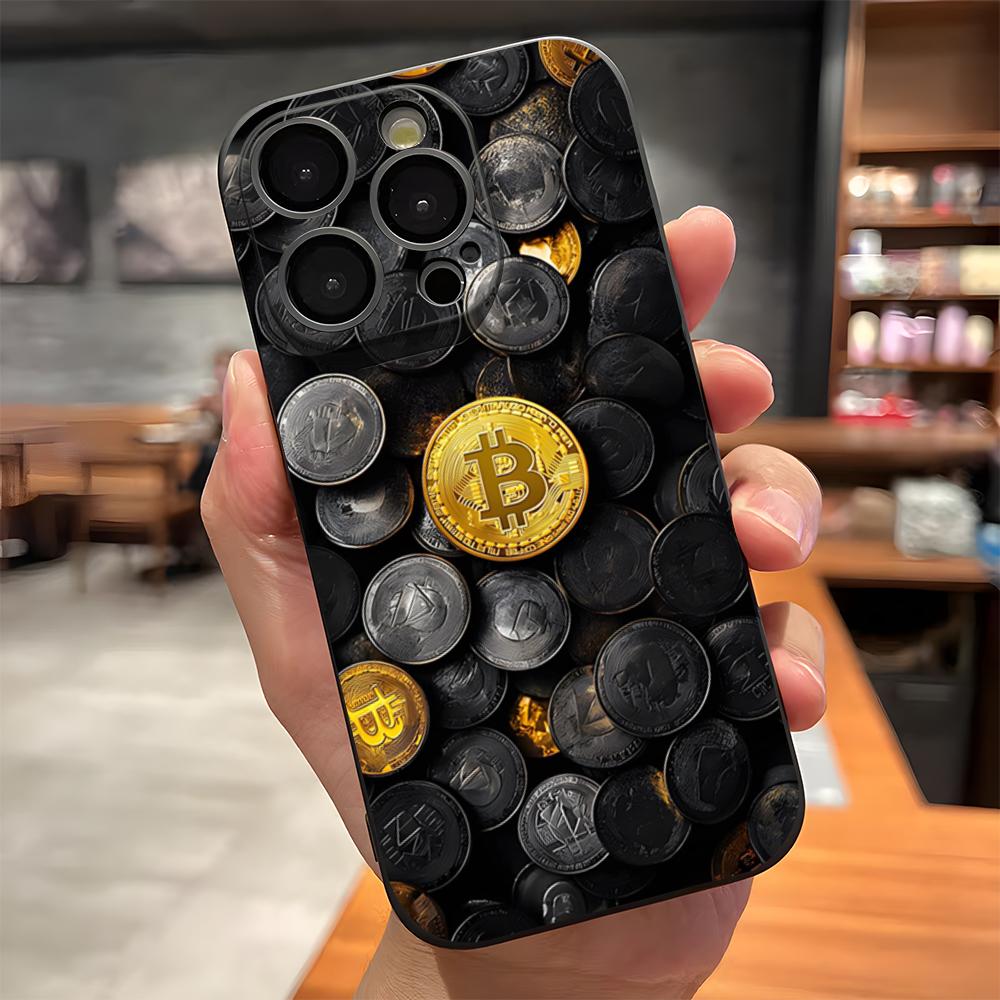 Luxury Bitcoin Phone Case For IPhone 17 Pro Max 15 Pro 16 14 Plus 12 13 Mini 11 Pro Shockproof Soft Cover
