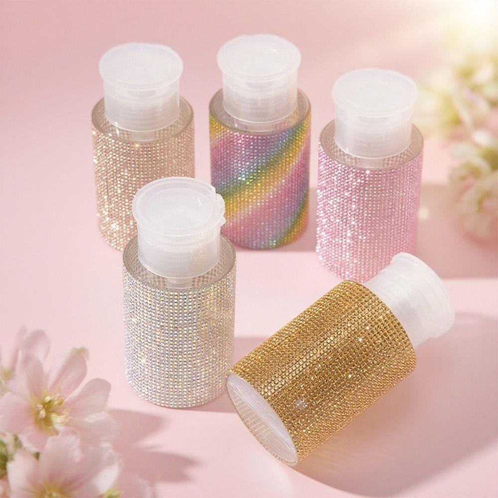 Sparkling Press Type Storage Bottle Creative Nail Polish Remover Container Manicure Tools