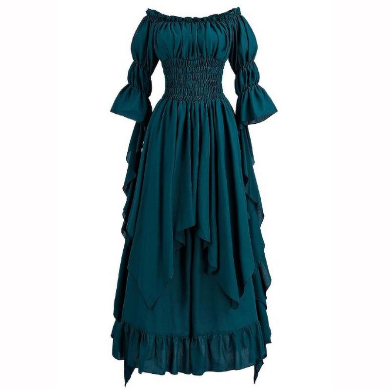 Lace Flared Sleeve Retro Gothic Dress Cosplay Prom Princess