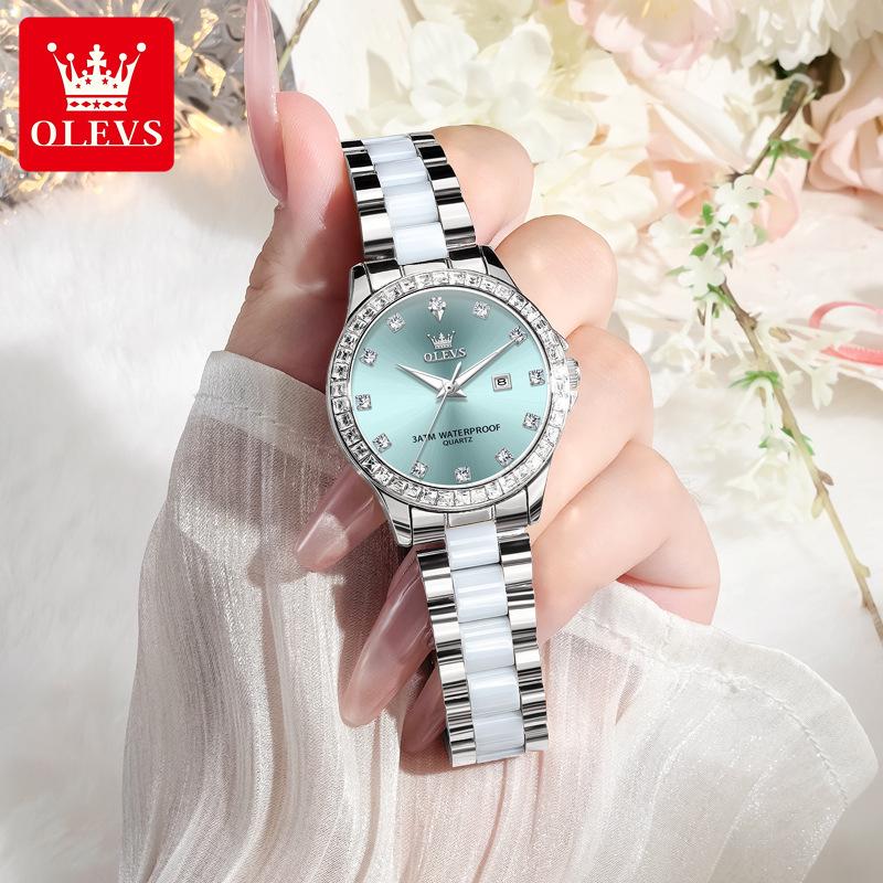 

Минималистичные женские кварцевые часы Oulishi: Инкрустированные бриллиантами, Трехстрелочные, Одинарный календарь, Люминесцентные, Водонепроницаемые, Модный дизайн.