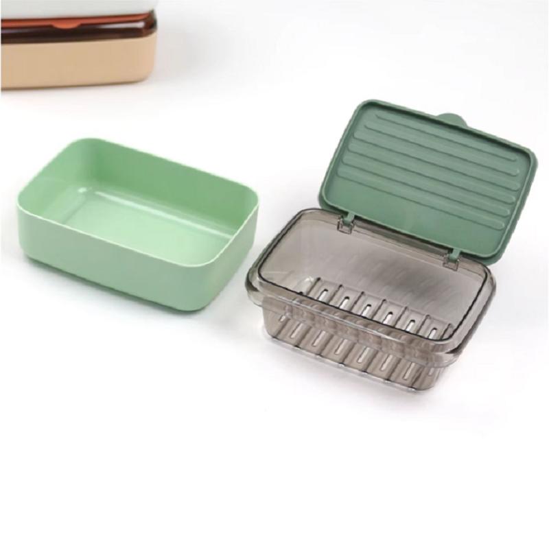 2025 Hot Double-layer Soap Box Household Bathroom Non-punching Hollow Drain Soap Box with Cover Dust Soap Box Holder
