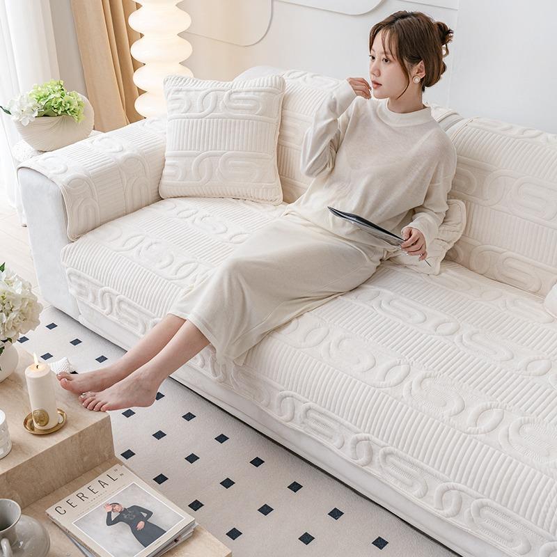 New Sofa Cushion, Universal Non-Slip In All Seasons, Modern White Pad, Light Luxury Seat Cushion, Leather Custom Cover Cover Cloth