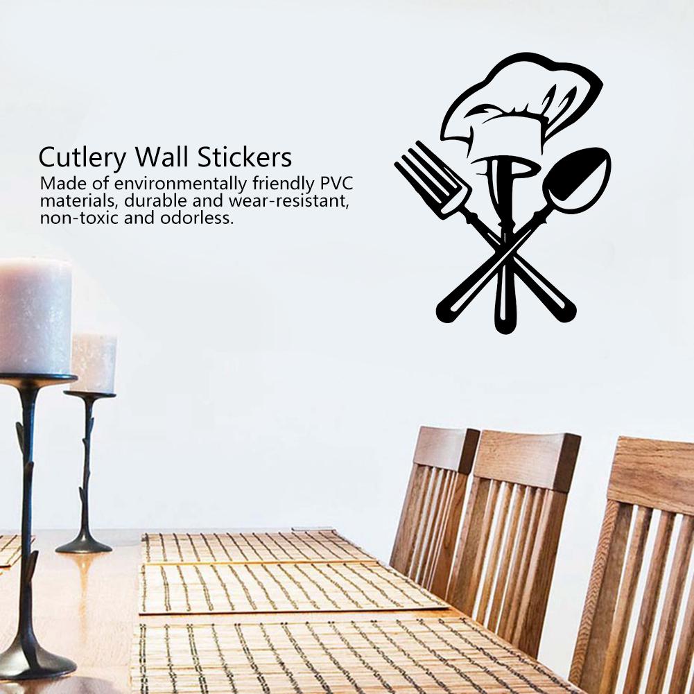 Bestick Kniv Gaffel Kockhatt Väggdekor Tapet för Kök Restaurang Dekoration