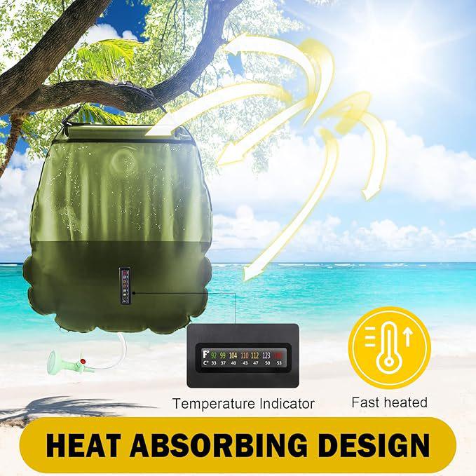 20L Solar Shower Bag for Outdoor Sunbathing and Camping