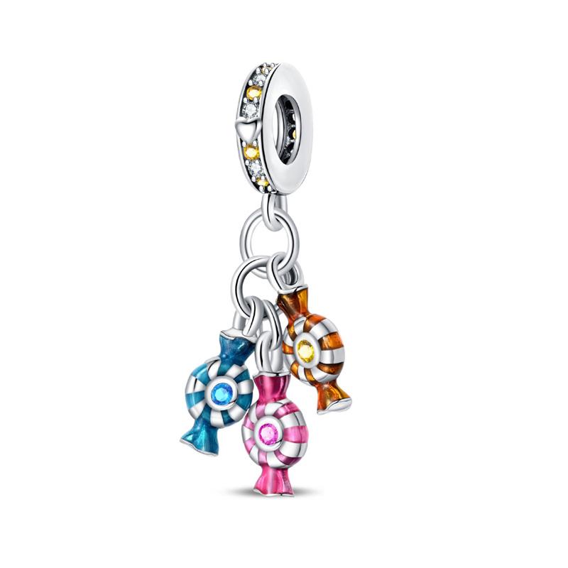 New In Copper-Plated Coffee Donut Strawberry Pendant Fit Panora Bracelet&Bangle Diy Beads For Women Birthday Fine Jewelry Gift