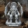 Lovecraftian Schreibtischdeko 3D-gedruckter Thron Cthulhu-Statue, Gotische Harzfigur für Regal & Dark Fantasy Raumdekor, Tentakelmonster-Figur,