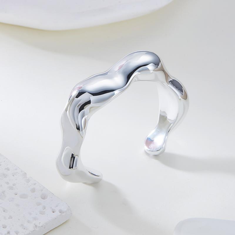 Big Cuff Bangles Bracelets Women Vintage Statement Plastic Geometric Open Bangle Hip Hop Punk Gold Silver Color Jewelry