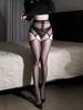 3D Aurora Láska Vlna Tečka Ultra Tenké Ponožky na Pásku Sexy Čistá Touha Olejově Jasně Černé Hedvábné Dlouhé Ponožky Ženy s Otevřeným Rozkrokem Sex VSE8
