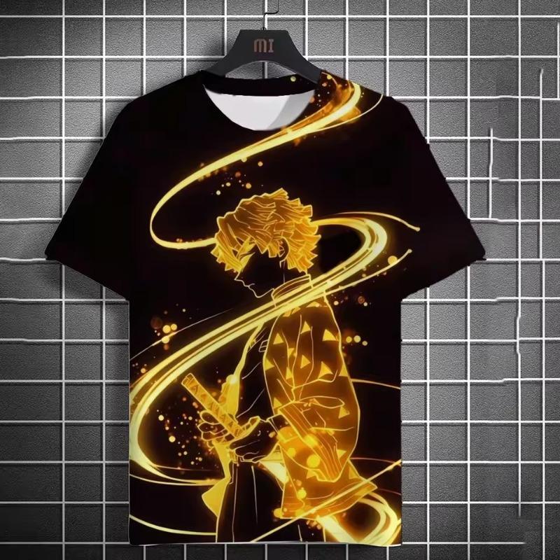 Men's Street Hip Hop Multicolor Casual Short Sleeve Comfortable Fashion Breathable 3D Printing HD Anime Character Printing