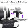 Fauteuil Gaming - FOXSPORT - Réglable - Blanc - Accoudoirs 3D - Pédale Intégrée