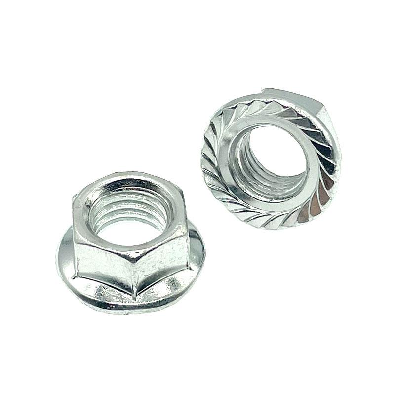 Anti-slip Hexagon Knurled Flange Nut with Washer, Galvanized, Sizes M3-M16