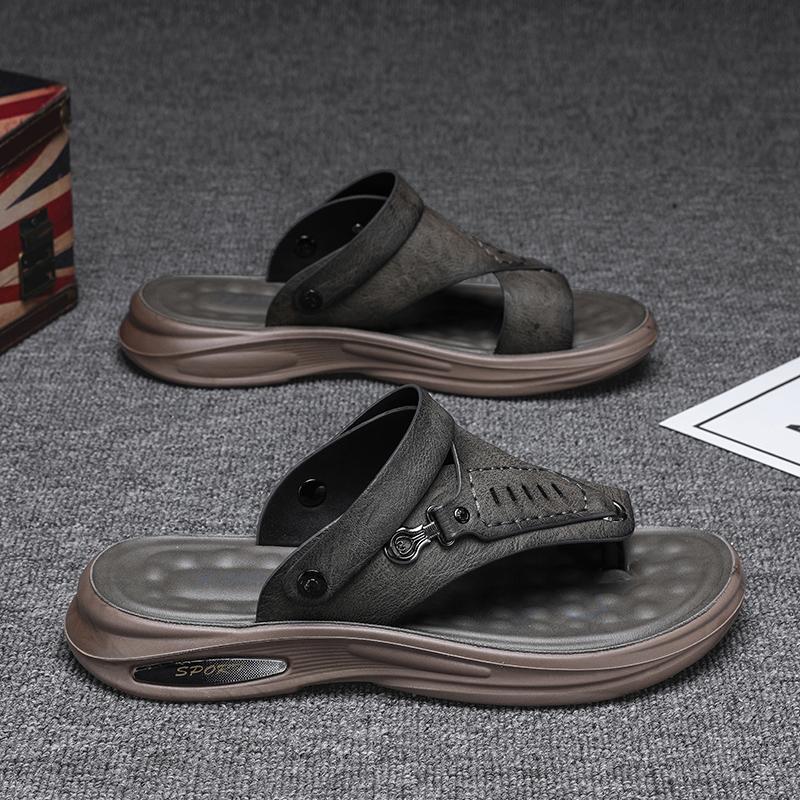 Summer Men's Sandals Anti Slip Flip Flops For Men Beach Sandals Leather Soft Soled Slippers Men Casual Outdoor Sandals Large Siz