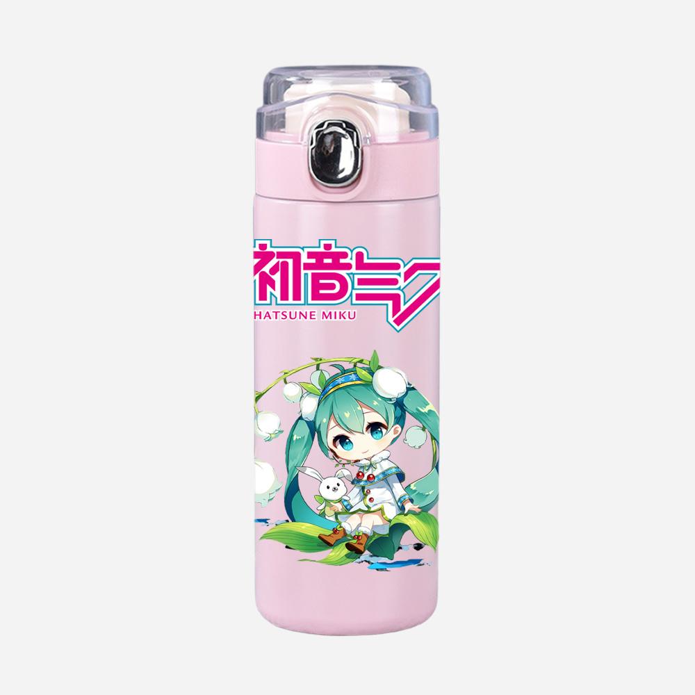 Tazza Termica Stampata Anime Hatsune Miku Portatile Acciaio Inossidabile 400ml Borraccia Anti-perdita Tazza da Campeggio Regalo