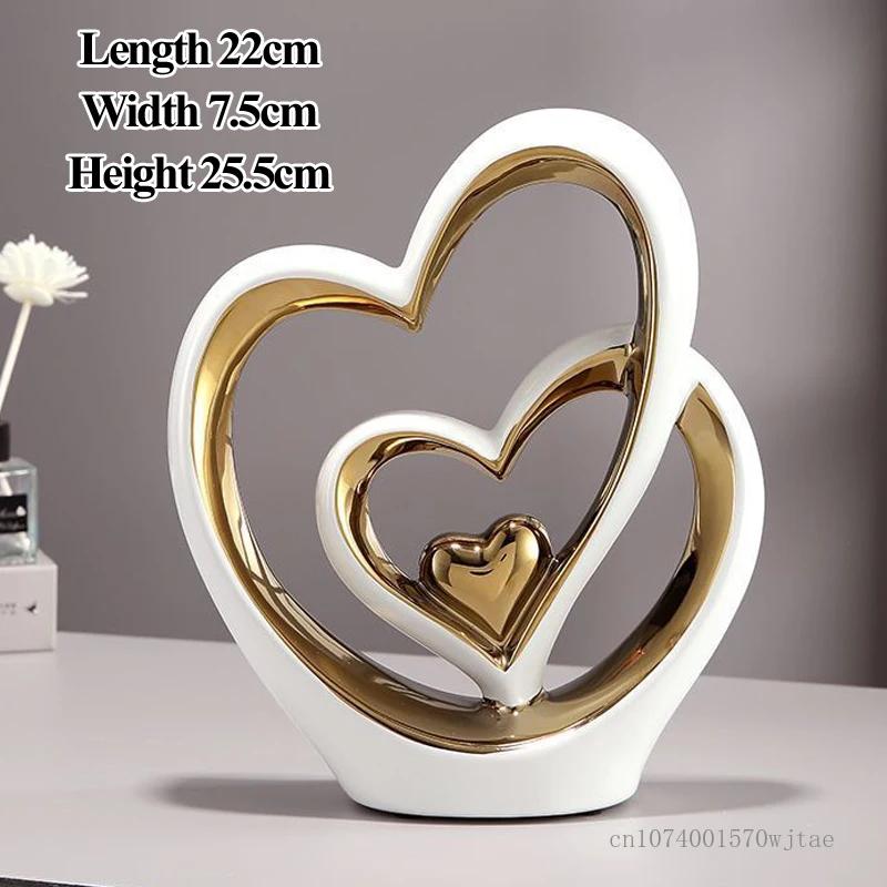 Zhaocai-Creative Love and Sailboat Shaped Ceramic Art Home Decoration Living Room Dining Table TV Cabinet Gift Light Luxury, 1Pc