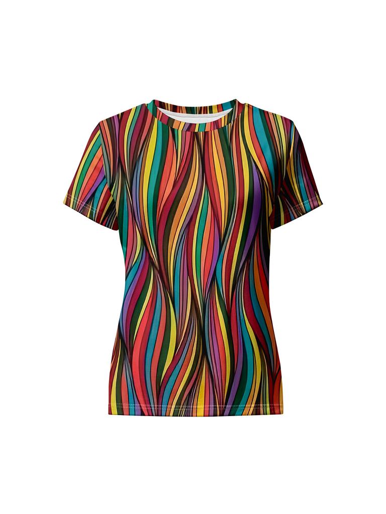 European and American Fashion Plus Size Women's Round Neck Casual Short-sleeved Tops