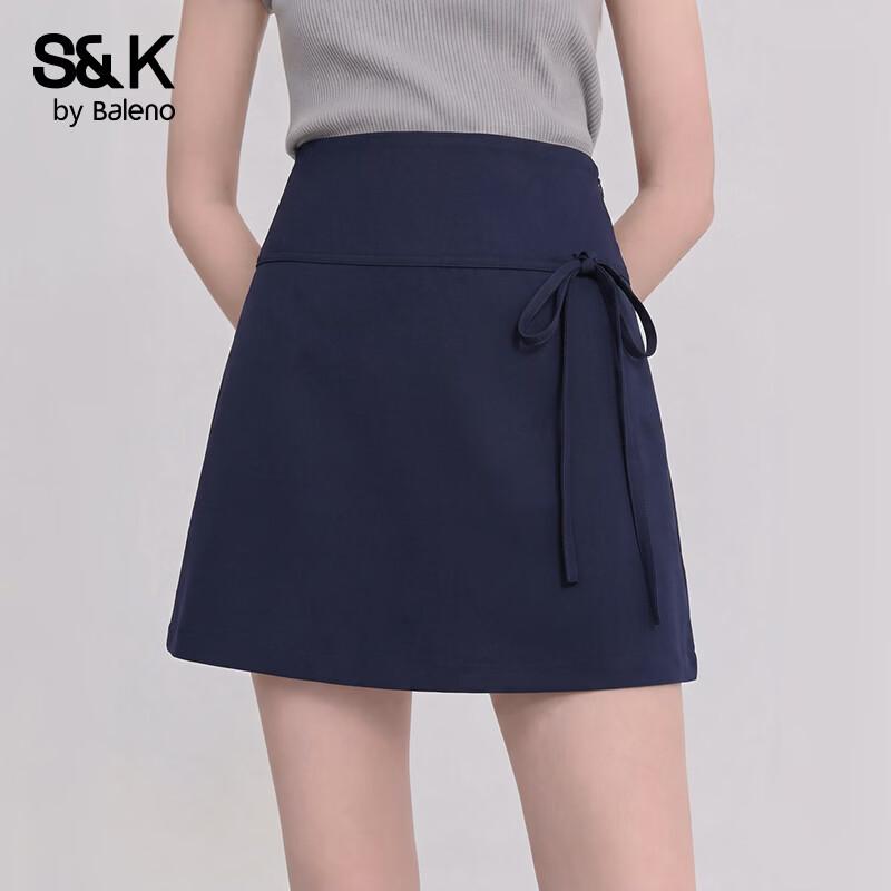 Baleno S&K Tie-Waist A-Line Mini Skirt XL темно-синий