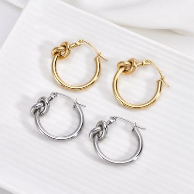 Fashionable Niche Round Needle Knotted Earrings Without Fading Circle Earrings for Women
