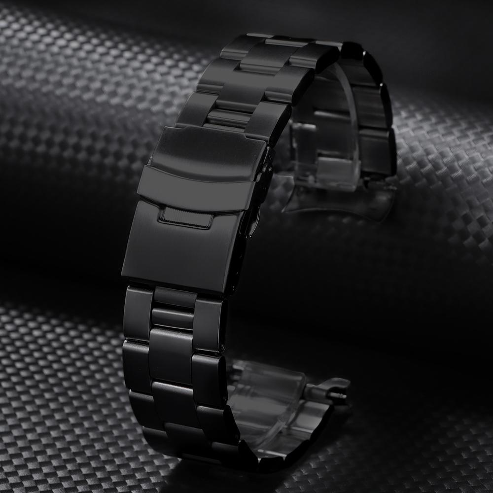 

20mm 22mm 24mm 26mm 28mm Watchband Solid Stainless Steel Watch Strap for Rolex for Omega Straight Bracelet Metal Wristband 22mm чорний