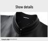 Men's High-End Genuine Sheepskin Leather Jacket, Business Casual Stand-Up Collar, Fleece-Lined for Middle-Aged.