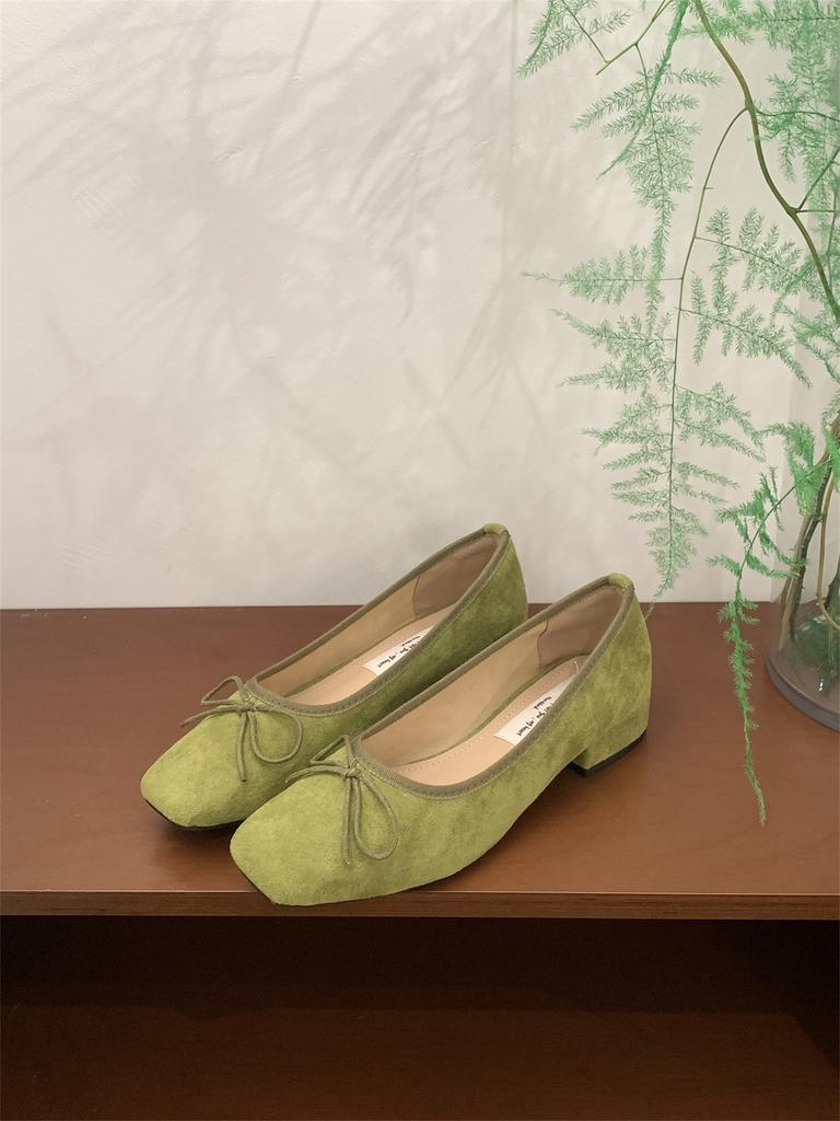 French Temperament Thick Heel Single Shoes Women's 2025 New Niche Elegant Gentle Fairy Suede Light Mouth Evening Shoes