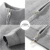 2026 Mens Loose Fit Solid Color Knit Shirt Casual Stand Collar Long Sleeve Top Teens