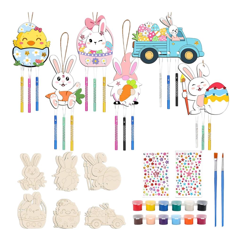 1set Easter Bunny Wind Chimes Craft Kit Chimes For Decorative For Spring Decor And Creative Family Fun 5ml