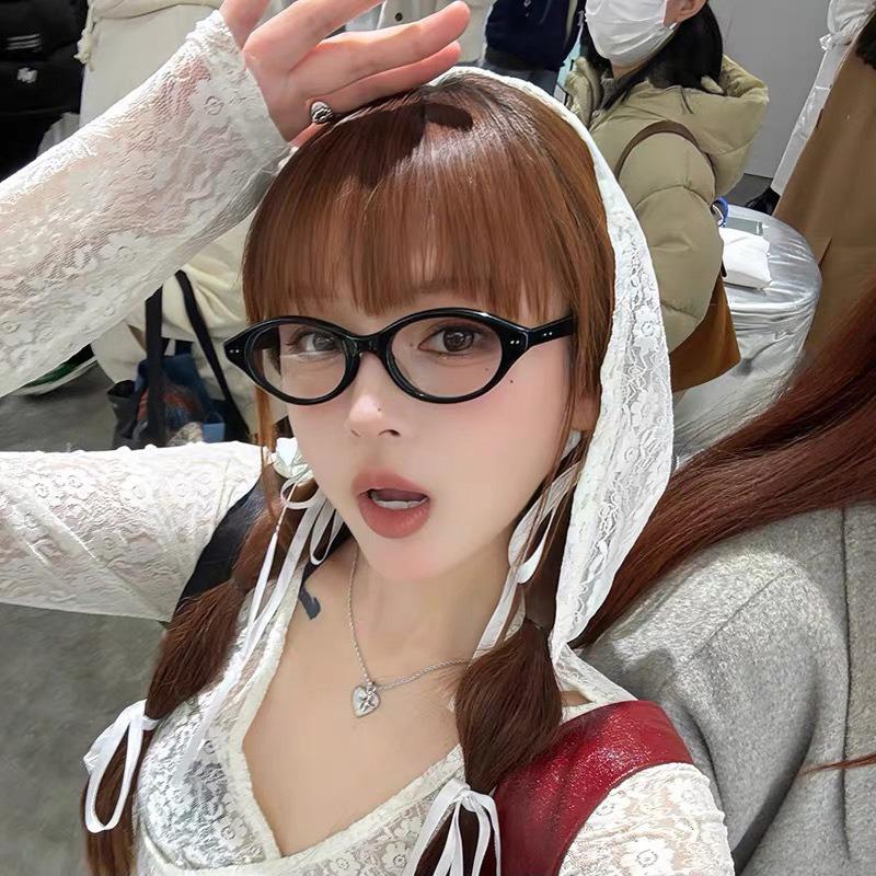 Fashion Small Oval Sunglasses Designer Colored Lenses Sun Shade Eyewear for Women Eyeglasses Anti Blue Light Computer Glasses