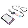 Beaded Lanyard with ID Holder Portable Teacher Lanyard for ID Badge Card Retractable Beaded Lanyard