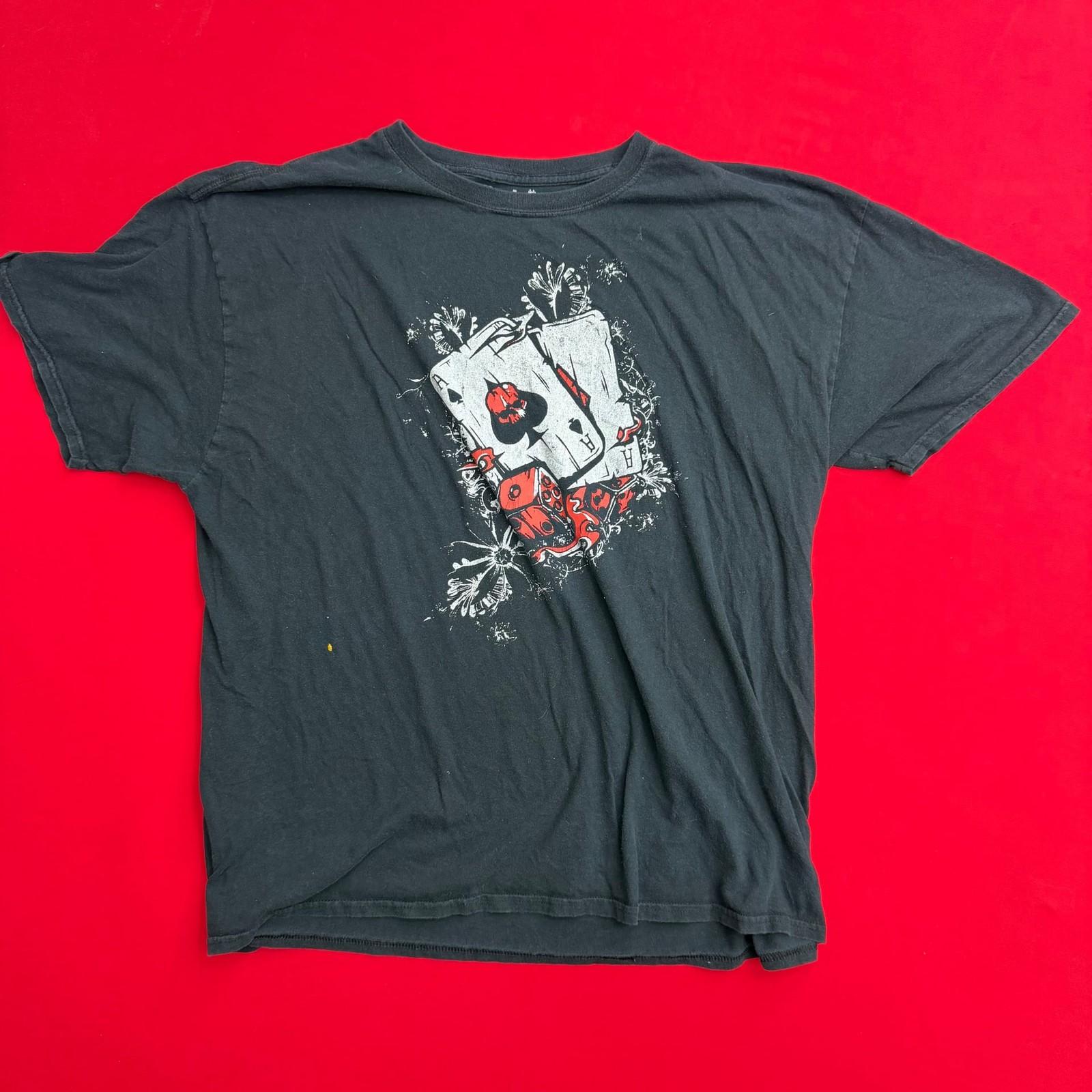 Vintage Y2K Dead Man s Hand Poker Skull and Aces Graphic T-Shirt SIZE XXL S