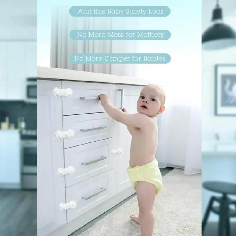 Multi-Purpose Baby Safety Locks, Easy Install Latches for Drawers, Cabinets & Fridge, No Drill Child Proof Locks for Home Furniture Protection