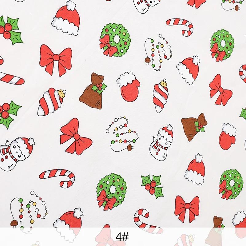 0.5m/1m/2m Pure Cotton Twill Christmas Printed Fabric for Sewing Curtain Scene Decoration Tablecloths Children's Clothing Fabric