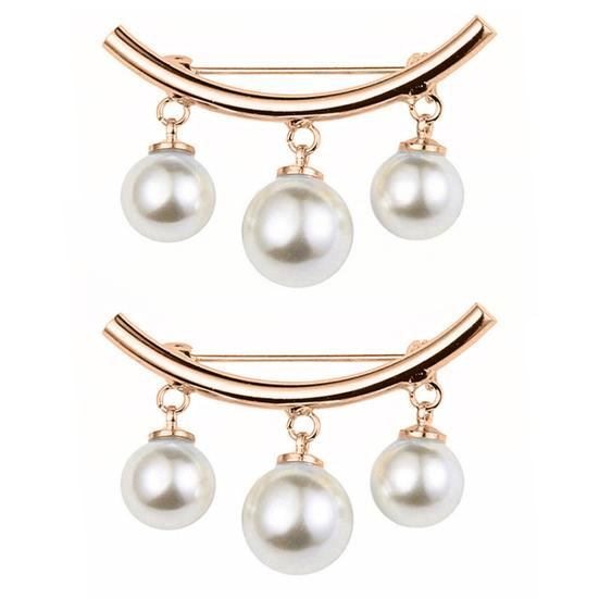2Pcs Brooch Stylish Elegant Faux Pearl Fashion Vintage Brooch for Wedding