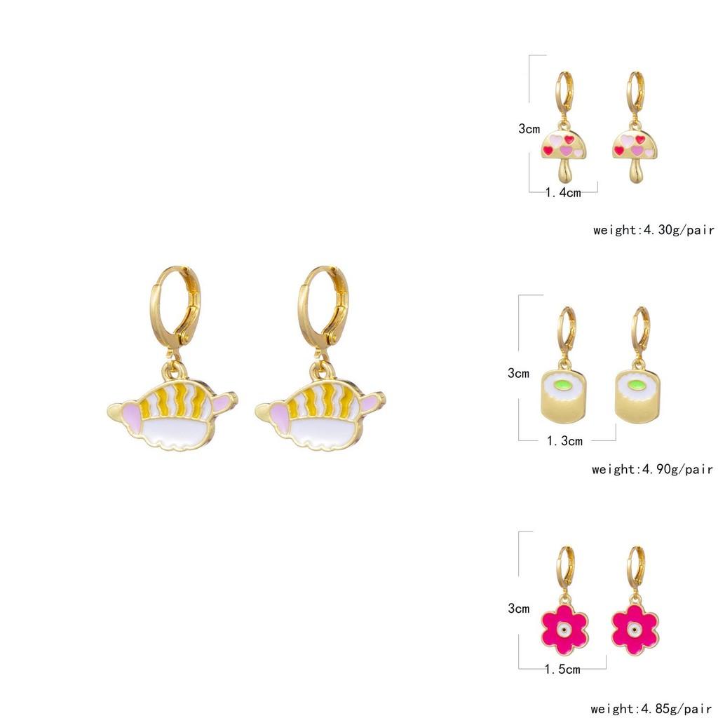 Stylish European And American Alloy Earrings With Geometric Shapes Rose Butterfly Cloud Design