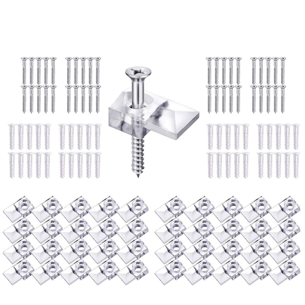 20/40x Einfach zu installieren Spiegelbefestigungswinkel Set Kunststoff Spiegelmontageclips Klare Spiegelaufhänger Halter für Wand