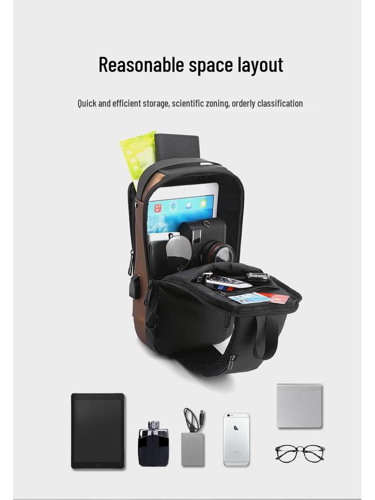 Men's USB Charging Water-Repellent Crossbody Chest Bag