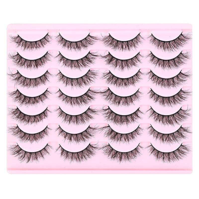 Cross-border European and American Style Flared Lashes, 14 Pairs of Thick, Curled, Naturally Three-dimensional One-piece Lashes