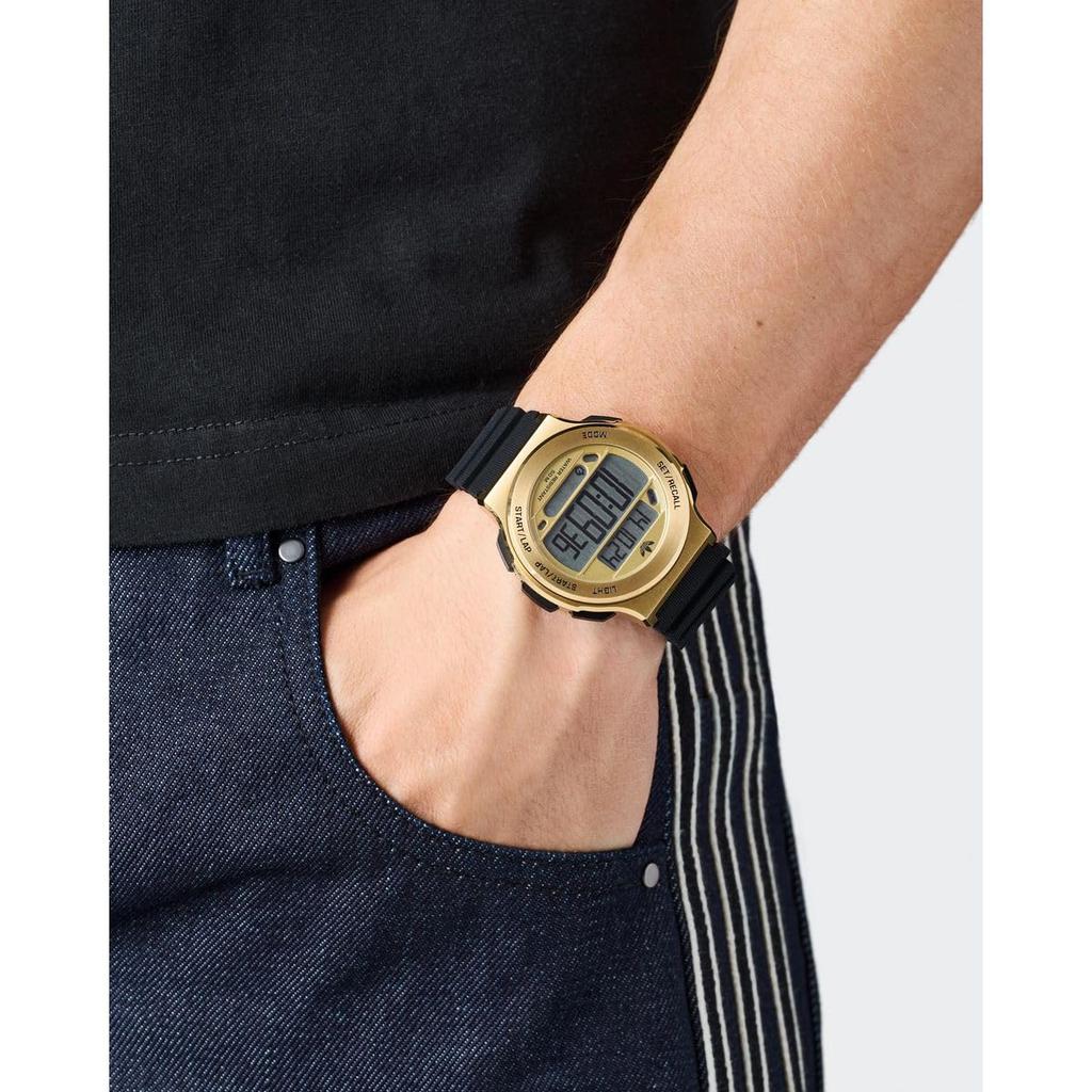 adidas Originals Watch Unisex Adidas Expression Three Quartz 10 ATM Water Mineral Yellow Gold Stainless Steel Watch, AOFH25506, Movement, Resistance,
