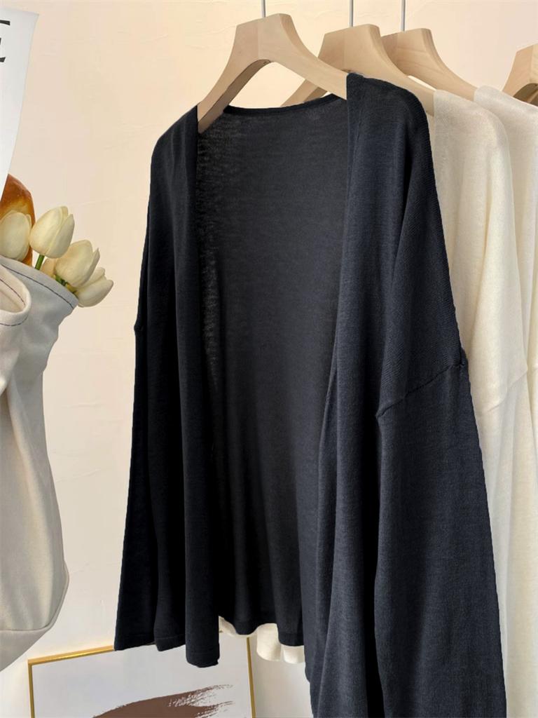 Large size lazy wind knitted cardigan spring and summer thin sunscreen blouse temperament jacket women