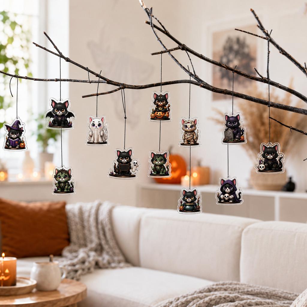 Halloween Acrylic Calendar Countdown Decoration with Designs for Home Party Table Decor