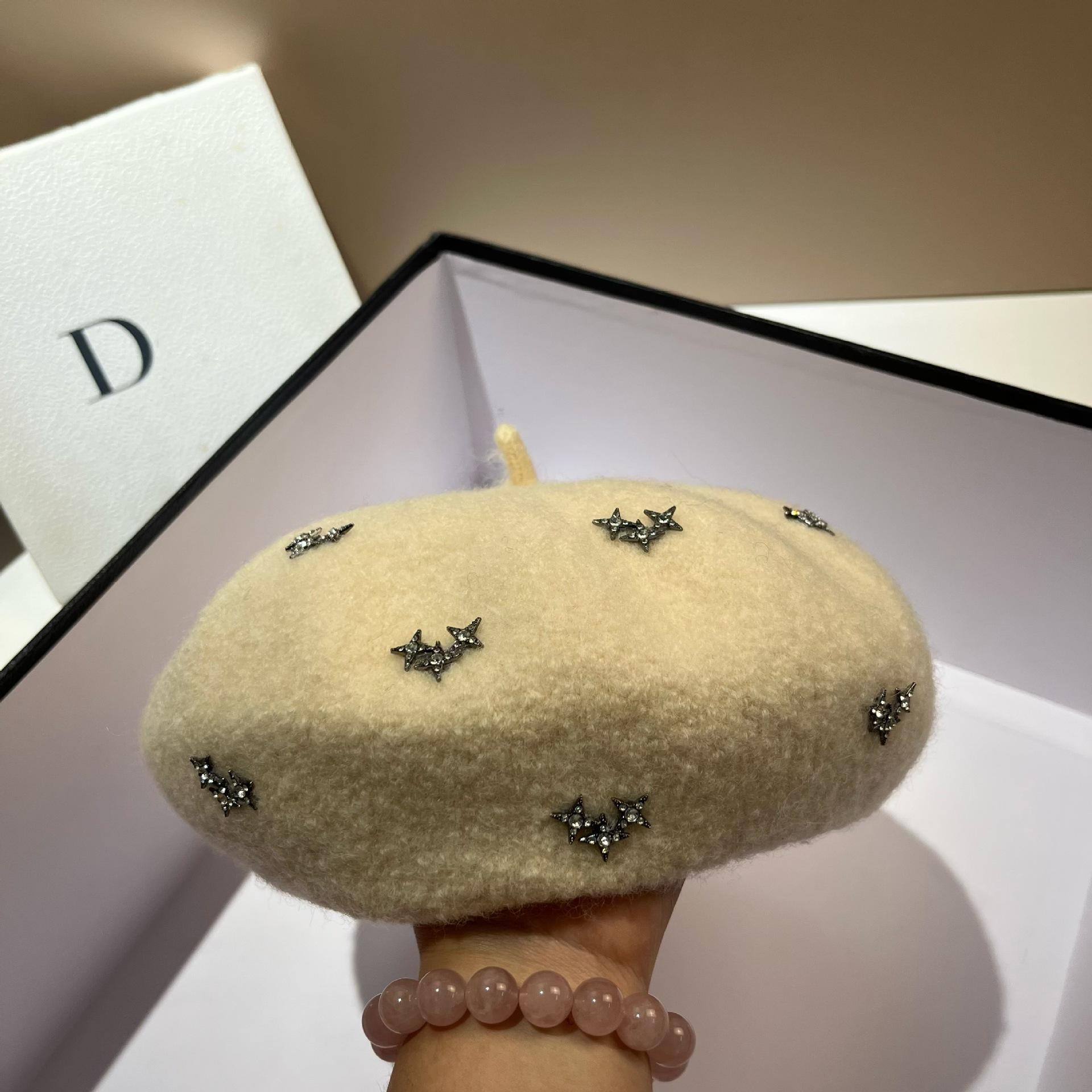 

Берет из блестящего бархата ягненка со стразами, женская японская шляпа в виде тыквы, высококачественная однотонная шляпа художника M 56-58cm