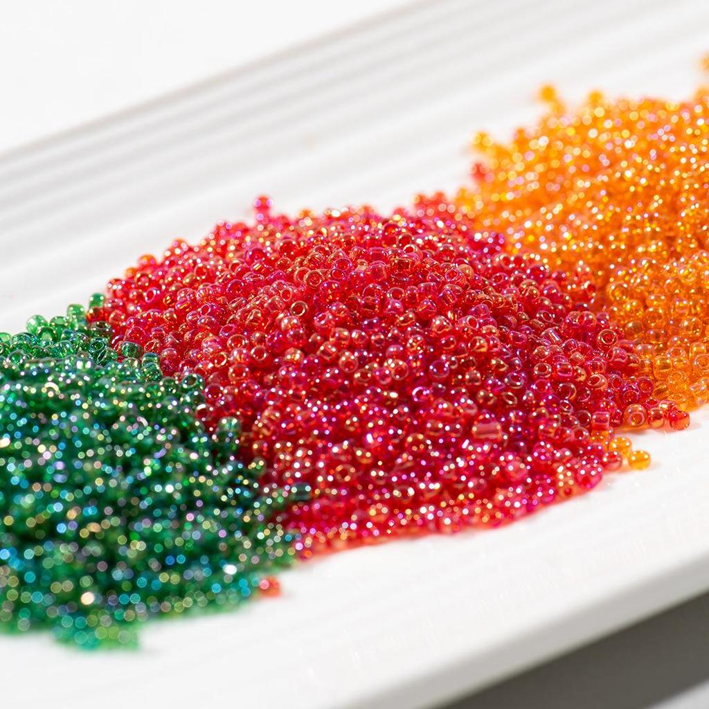 FGB Transparente Irisierende 2mm Runde Glasperlen für DIY Schmuck