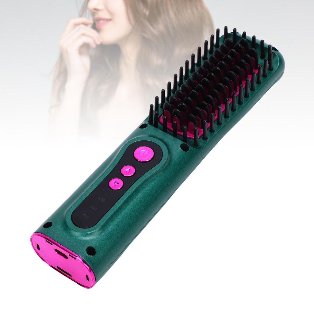 Cordless Hair Straightener Brush Hot Brush Hair Straightener Curler USB Rechargeable for All Hair Type