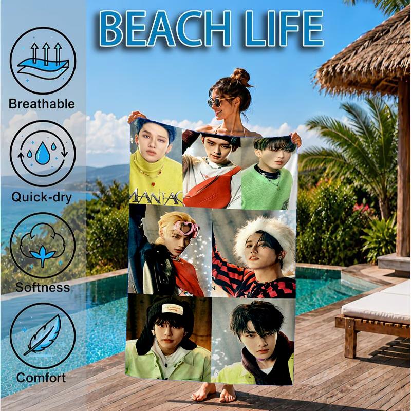 K-pop Group Stray Beach Towel, Microfiber Beach Towel, Perfect For Pool, Beach, Travel, Home Decor Beach Party Fan gifts