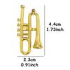 10pcs 4.4cm Plastic Mini Golden Double-tube Horn Ornament Dollhouse Miniature Desktop Decoration Miniature Scene Accessory