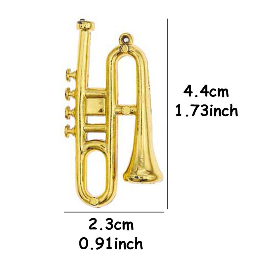 10pcs 4.4cm Plastic Mini Golden Double-tube Horn Ornament Dollhouse Miniature Desktop Decoration Miniature Scene Accessory