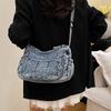 Large Capacity Denim Bag Women's Multi-Pocket Shoulder Crossbody Bag