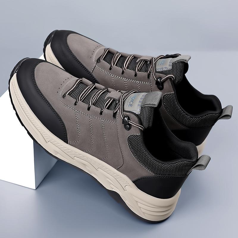 Herbst Neue Schuhe für Herren Echtes Leder Freizeitschuhe Outdoor Sport Stil Wanderschuhe Street Cool Schnür-Sneaker