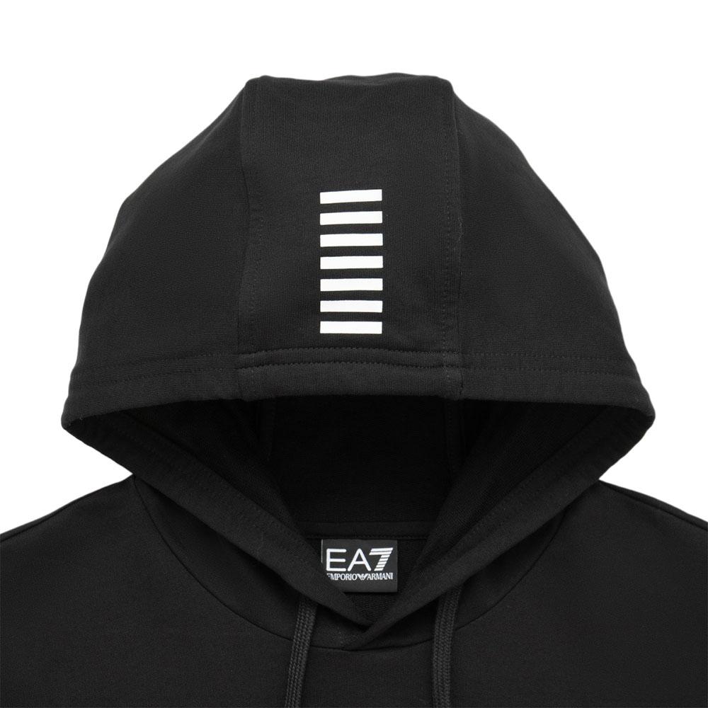 Emporio Armani EA7 FW24 Jednolita Bluza z Kapturem i Długim Rękawem z Nadrukiem Logo Męska bluza Czarny 8NPM32-PJVRZ-1200
