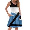 Women's Summer Fashion Casual V-neck Fold Splicing Polka Dot, Color Block Splicing Print Sleeveless Pocket Vest Dress